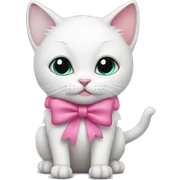 White cat with a pink bow sticker