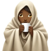 girl inside a blanket sipping coffee eyes closed sticker