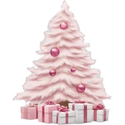Light pink Christmas gifts under a white Christmas tree  sticker