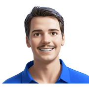 smiling boy in blue shirt sticker
