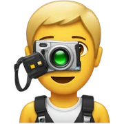 eyebrow raised and holding a flashing camera sticker