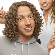 smiling person with curly hair sticker