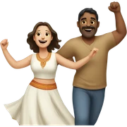 white overweight brunette woman dancing with Indian man  sticker