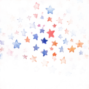 Repeating pattern pink blue and orange watercolor stars sticker