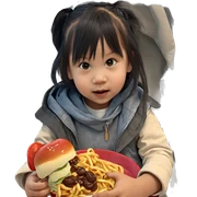 realistic girl enjoying food sticker