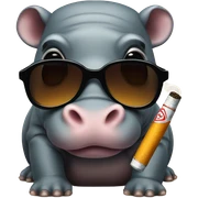 Pygmy hippo with cig and shades sticker