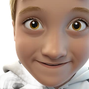 smiling boy with freckles sticker