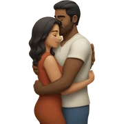 Thick brunette woman hugging Indian man sticker