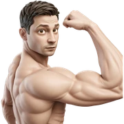 muscular man flexing indoors sticker