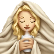 blonde girl inside a blanket sipping coffee eyes closed sticker
