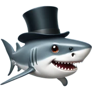 Shark with a top hat sticker