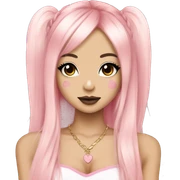 hime gyaru girl, long straight pink and blonde hair, tattoos, dark makeup,  sticker