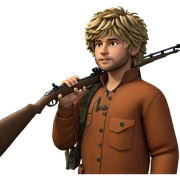 boy with rifle in nature sticker