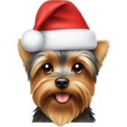 yorkie wearing christmas hat sticker