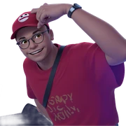 happy boy in red shirt sticker