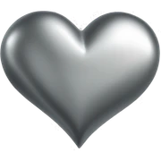a metallic silver chrome heart sticker