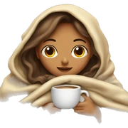 girl inside a blanket sipping coffee eyes closed sticker