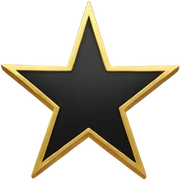 A black star with a gold outline sticker