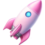 Pastel Pink Rocket "A pastel pink rocket ship with glowing engines, sparkling stars painted on its body, and a dreamy, glittering trail as it launches." sticker
