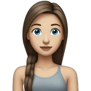 brunette straight hair girl with blue eyes sticker