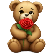 Teddy bear holding a red rose sticker