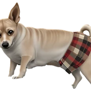 plaid skirt with dog indoors sticker
