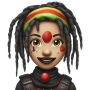 Clown ninja girl portrait, dreadlocks sticker