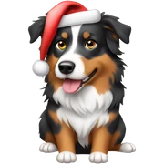 Tri color Australian shepherd wearing Santa hat sticker