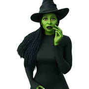 green-skinned girl in witch hat sticker