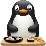 Penguin eating sushi sticker