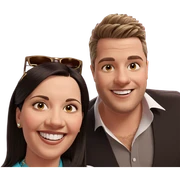 smiling couple with accessories sticker