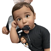 brown haired child in black sticker