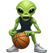 Alien playing basketball sticker