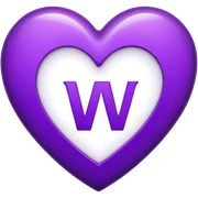 The white Letter “w” inside a Purple Heart sticker
