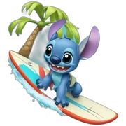 stitch qui fait du surf sticker