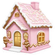 light pink and gold and white gingerbread house sticker