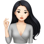 Beautiful Asian woman with long black hair sexy pose sfw sticker