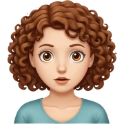 White girl with brown curly hair shrugging  sticker