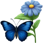 Dark blue butterfly on flower sticker