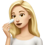 white girl applying cream on face sticker