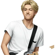 blonde boy with guitar necklace sticker