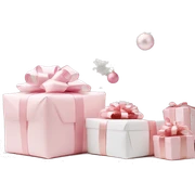 Light pink Christmas gifts under a white Christmas tree  sticker
