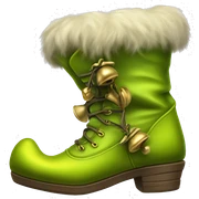 Realistic isolated chartreuse elf boots with bells. sticker