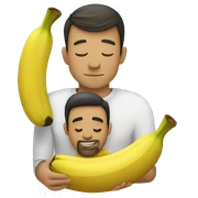 Banana cuddling a Dad Apple sticker
