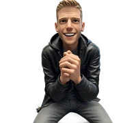 smiling boy in leather jacket sticker