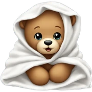 Cute cozy baby teddy bear in a white blanket sticker