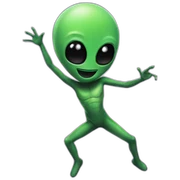 dancing with alien on space sticker