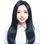 smiling girl with black hair sticker