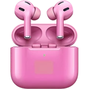 Unos audífonos color rosado unos airpods sticker