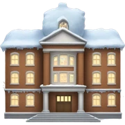 School in winter in front sticker